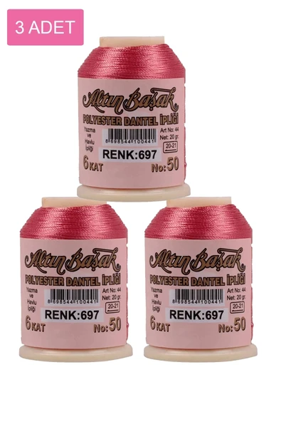 3 Adet Altınbaşak Oya ve Dantel İpi 20 gr - Royaleks - No: 697 ürün görseli 1