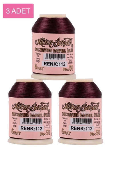 3 Adet Altınbaşak Oya ve Dantel İpi 20 gr - Royaleks - No: 112 ürün görseli 1