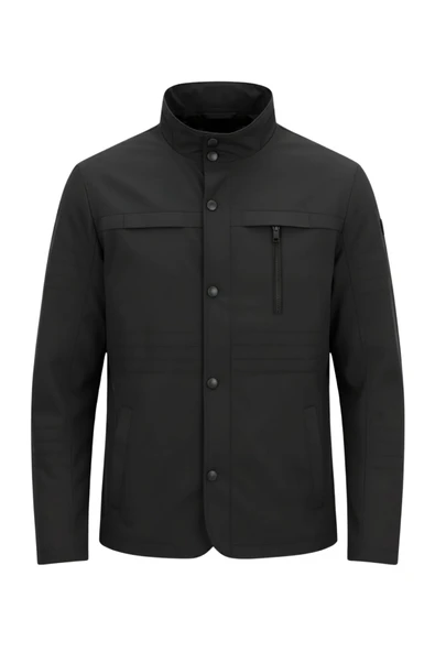 Erkek Siyah Regular Uzun Mevsimlik Pamuk Polyester Karışımlı Safari Mont&Ceket ürün görseli 1