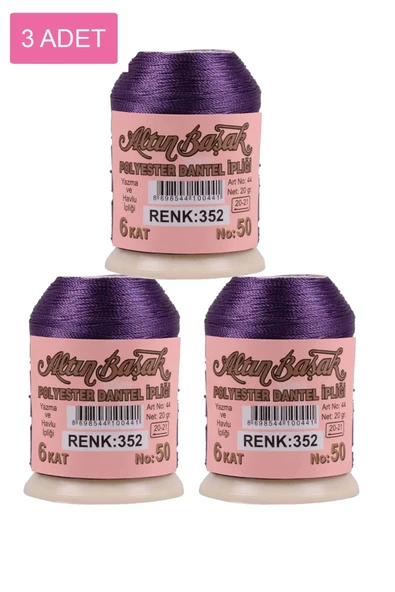 3 Adet Altınbaşak Oya ve Dantel İpi 20 gr - Royaleks - No: 352 ürün görseli 1