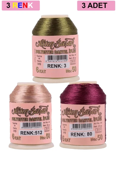 3 Adet Altınbaşak Oya ve Dantel İpi 20 gr - Royaleks - No: 512 - 080 - 003 ürün görseli 1