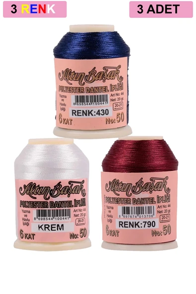 3 Adet Altınbaşak Oya ve Dantel İpi 20 gr - Royaleks - No: KREM - 790 - 430 ürün görseli 1