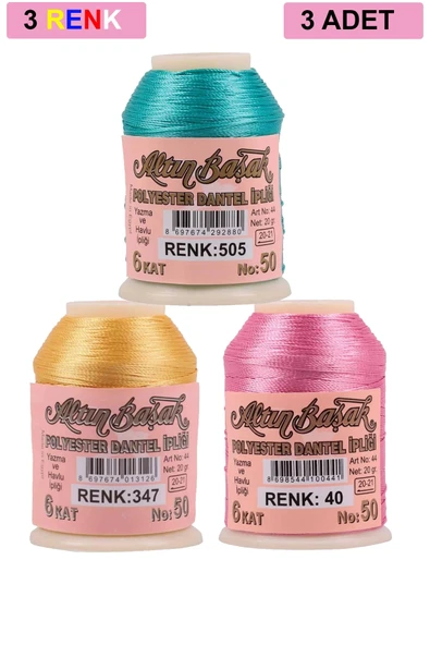 3 Adet Altınbaşak Oya ve Dantel İpi 20 gr - Royaleks - No: 347 - 040 - 505 ürün görseli 1