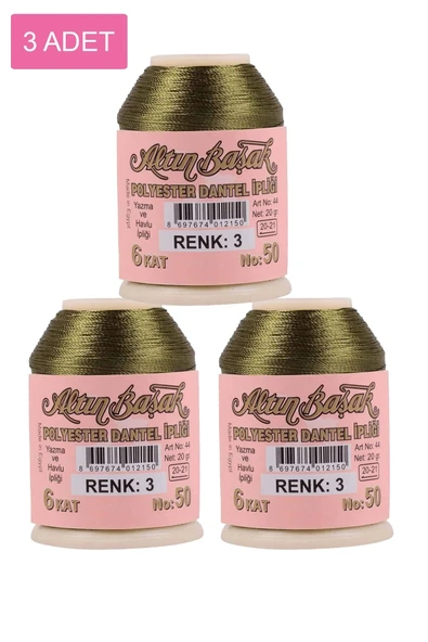 3 Adet Altınbaşak Oya ve Dantel İpi 20 gr - Royaleks - No: 003 ürün görseli 1