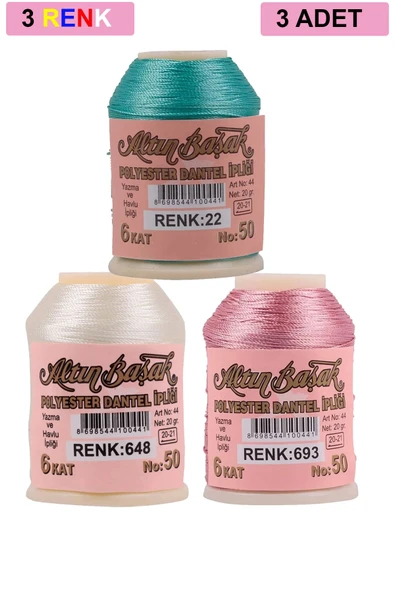 3 Adet Altınbaşak Oya ve Dantel İpi 20 gr - Royaleks - No: 648 - 693 - 022 ürün görseli 1