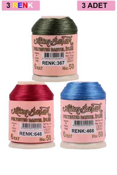 3 Adet Altınbaşak Oya ve Dantel İpi 20 gr - Royaleks - No: 646 - 466 - 367 ürün görseli 1