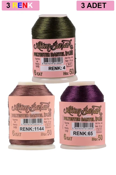 3 Adet Altınbaşak Oya ve Dantel İpi 20 gr - Royaleks - No: 1144 - 065 - 004 ürün görseli 1