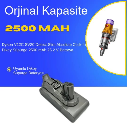 Dyson V12C SV20 Detect Slim Absolute Click-In Dikey Süpürge 2500 mAh 25.2 V  Batarya – Orjinal Uyumlu Uzun Ömürlü ürün görseli 1
