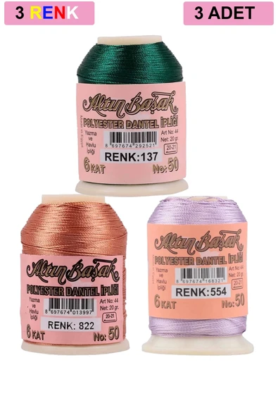 3 Adet Altınbaşak Oya ve Dantel İpi 20 gr - Royaleks - No: 822 - 554 - 137 ürün görseli 1