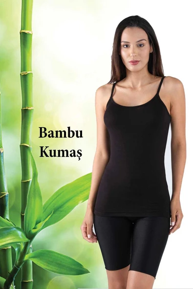 Bambu Kadın Askılı Atlet Beyaz - Resim 3