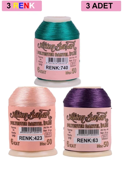 3 Adet Altınbaşak Oya ve Dantel İpi 20 gr - Royaleks - No: 423 - 063 - 740 ürün görseli 1