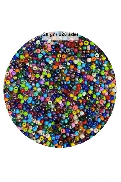 Karışık Renk 4 mm Yaklaşık 220 adet/20 gram Cam Boncuk Oya Yazma Bileklik ve Kolye ürün görseli 1