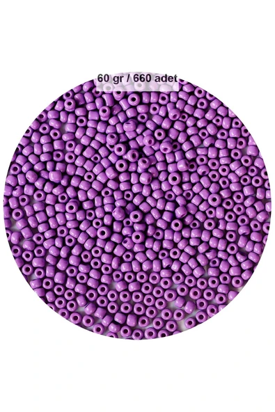 Mor Renk 4 mm Yaklaşık 660 adet / 60 gram Cam Boncuk Oya Yazma Bileklik ve Kolye ürün görseli 1