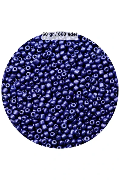 Lacivert Renk 4 mm Yaklaşık 660 adet / 60 gram Cam Boncuk Oya Yazma Bileklik ve Kolye ürün görseli 1