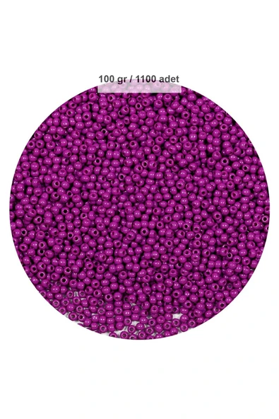 Fuşya Renk 4 mm Yaklaşık 1100 adet / 100 gram Cam Boncuk Oya Yazma Bileklik ve Kolye ürün görseli 1