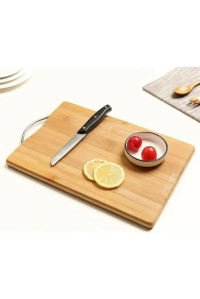 Bambu Metal Saplı Ekmek Kesme Tahtası 30x20x1,8 Cm Royaleks-67459 ürün görseli 1