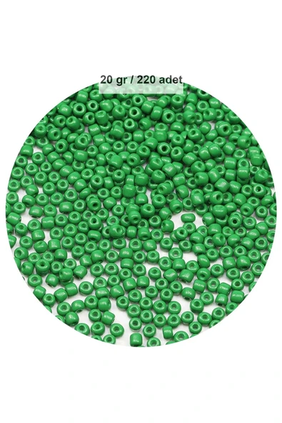 Opak Yeşil Renk 4 mm Yaklaşık 220 adet/20 gram Cam Boncuk Oya Yazma Bileklik ve Kolye ürün görseli 1
