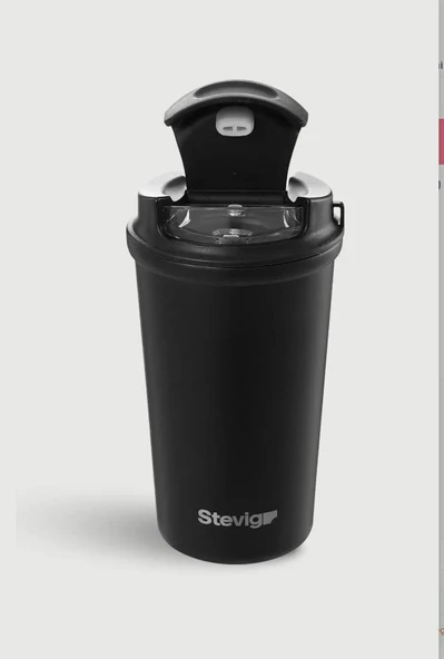 Stevig ST-250 4 Work Flip Open Coffee Mug Çelik Termos 400ML Black ürün görseli 1