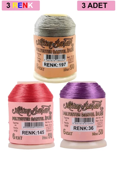 3 Adet Altınbaşak Oya ve Dantel İpi 20 gr - Royaleks - No: 145 - 036 - 197 ürün görseli 1