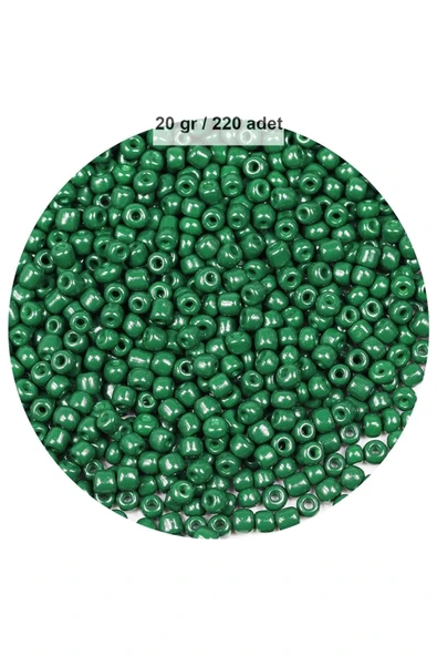 Koyu Yeşil Renk 4 mm Yaklaşık 220 adet/20 gram Cam Boncuk Oya Yazma Bileklik ve Kolye ürün görseli 1