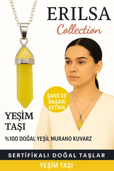 Sertifikalı Çivi Model Yeşim Taşı Doğal Taş Kolye – Şans ve Başarı Getiren Taş ürün görseli 1