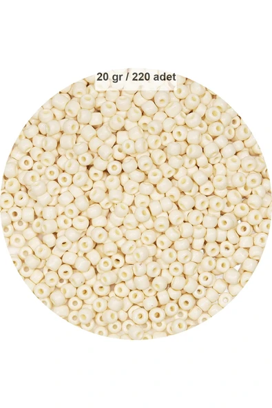Beyaz Renk 4 mm Yaklaşık 220 adet/20 gram Cam Boncuk Oya Yazma Bileklik ve Kolye ürün görseli 1