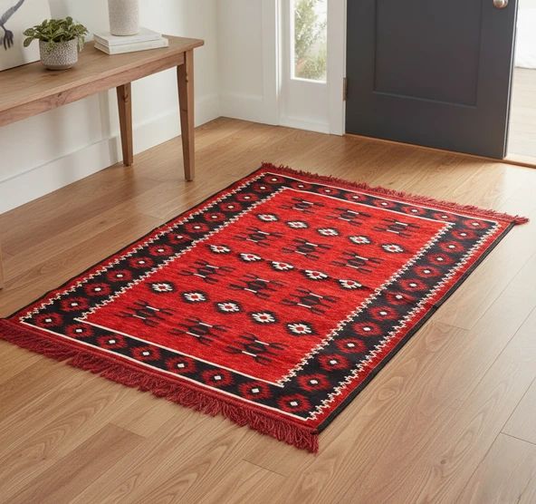 Etnik Motifli Otantik Dekoratif Kilim Desenli Halı (80cmx125cm) M1 ürün görseli 1