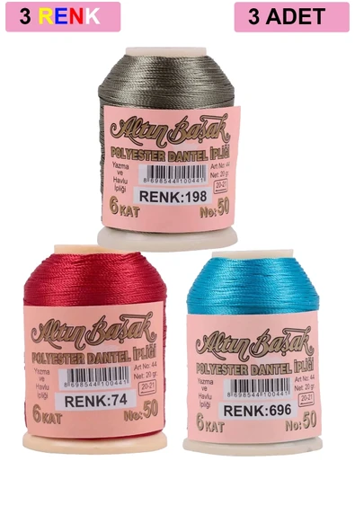3 Adet Altınbaşak Oya ve Dantel İpi 20 gr - Royaleks - No: 074 - 696 - 198 ürün görseli 1