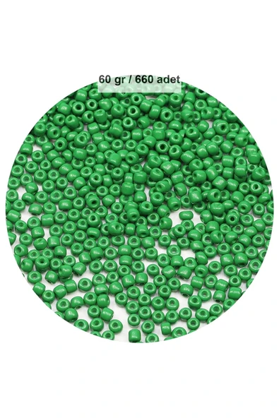 Opak Yeşil Renk 4 mm Yaklaşık 660 adet / 60 gram Cam Boncuk Oya Yazma Bileklik ve Kolye ürün görseli 1