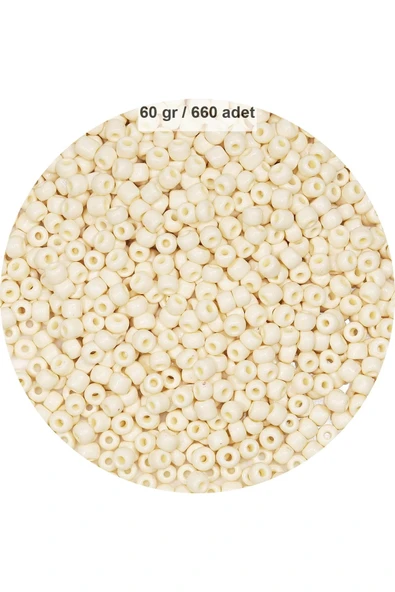 Beyaz Renk 4 mm Yaklaşık 660 adet / 60 gram Cam Boncuk Oya Yazma Bileklik ve Kolye ürün görseli 1