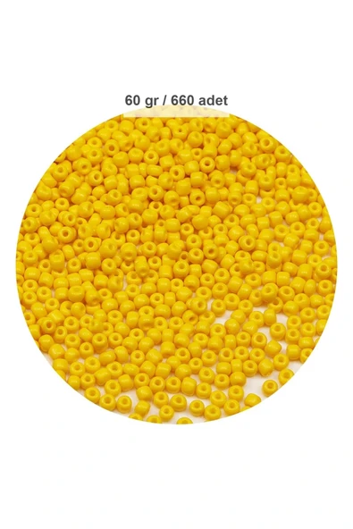 Sarı Renk 4 mm Yaklaşık 660 adet / 60 gram Cam Boncuk Oya Yazma Bileklik ve Kolye ürün görseli 1