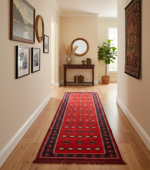 Etnik Motifli Otantik Dekoratif Kilim Desenli Halı (80cmx300cm) M1 ürün görseli 1
