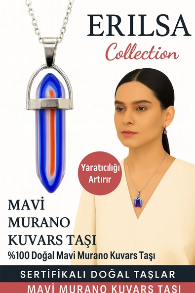 Sertifikalı Çivi Model Mavi Murano Kuvars Doğal Taş Kolye – Yaratıcılığı Artırır ürün görseli 1