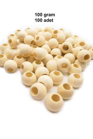 100 Gr (100 Adet) Ahşap Boncuk 15 mm çap x 10 mm Delik Doğal Yuvarlak Ahşap Makrome El İşi Çanta ürün görseli 1