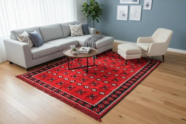 Etnik Motifli Otantik Dekoratif Kilim Desenli Halı (160cmx250cm) M1 ürün görseli 1
