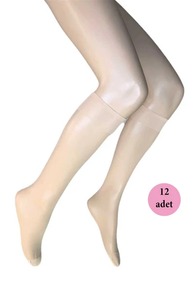 12 Adet Parlak Dizaltı Kadın Çorap 15 Denye Ten 57 ürün görseli 1