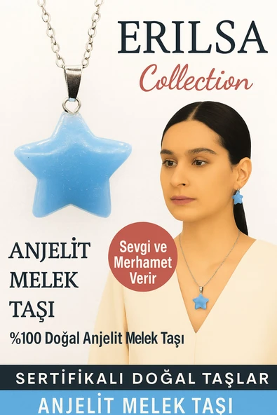 Sertifikalı Yıldız Model Anjelit Melek Doğal Taş Kolye – Sevgi ve Merhamet Taşı ürün görseli 1
