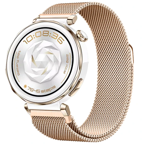 Huawei Watch GT5 Pro 42mm Uyumlu Manyetik Milanese Loop Metal Kordon  Rose Gold ürün görseli 1