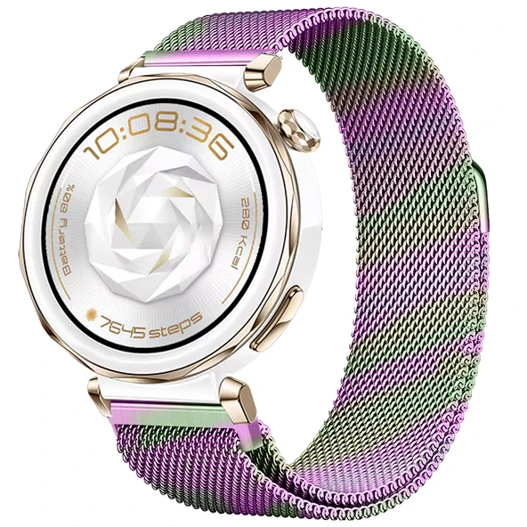 Huawei Watch GT5 Pro 42mm Uyumlu Manyetik Milanese Loop Metal Kordon  Rainbow ürün görseli 1