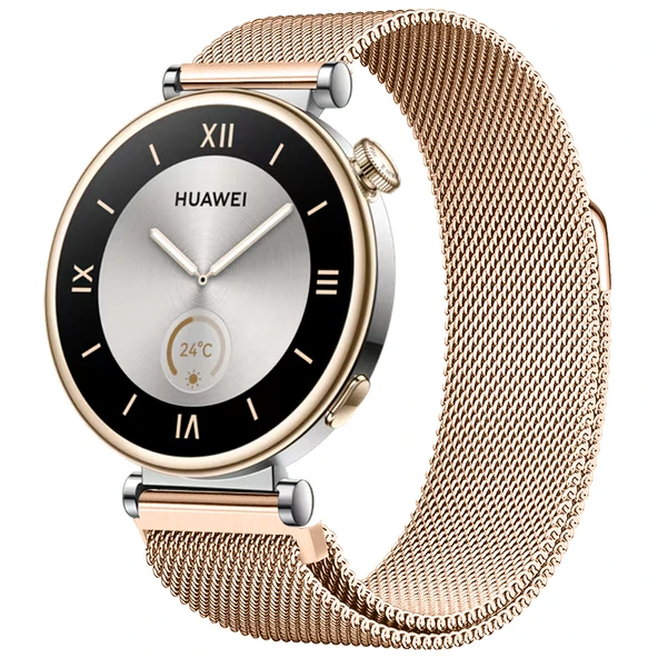 Huawei Watch GT4 41mm Uyumlu Manyetik Milanese Loop Metal Kordon  Rose Gold ürün görseli 1
