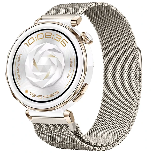 Huawei Watch GT5 Pro 42mm Uyumlu Manyetik Milanese Loop Metal Kordon  Starlight ürün görseli 1
