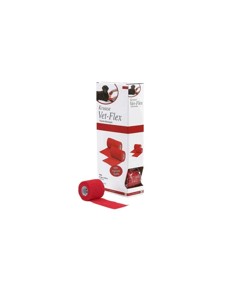 Kruuse Vet-Flex Cohesive Bandaj. 5 cm x 4.5 metre. Kırmızı ürün görseli 1