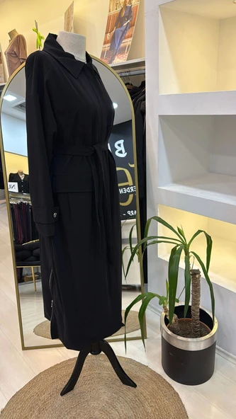 Misswhence Trençkot w pardesu 38500 SİYAH - Resim 4