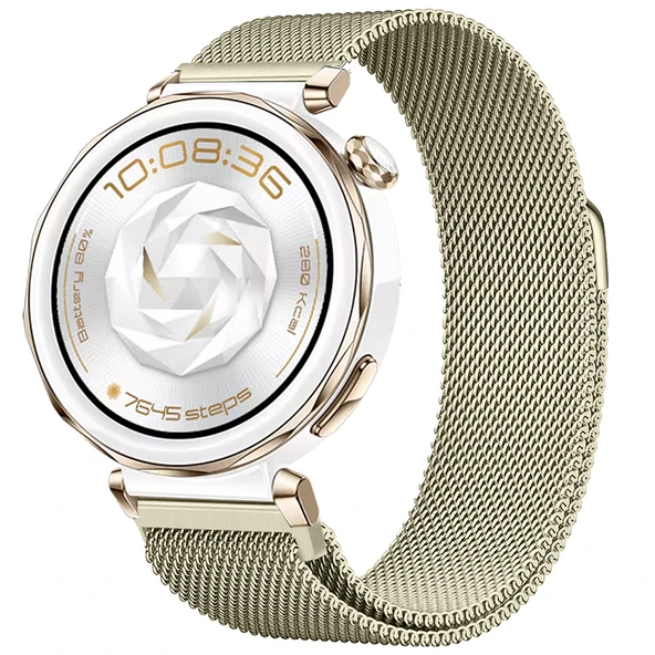 Huawei Watch GT5 Pro 42mm Uyumlu Manyetik Milanese Loop Metal Kordon  Retro Gold ürün görseli 1