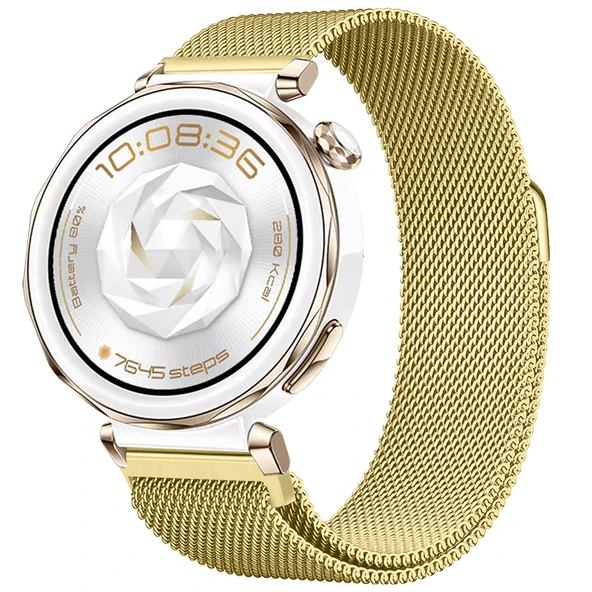 Huawei Watch GT5 Pro 42mm Uyumlu Manyetik Milanese Loop Metal Kordon  Gold ürün görseli 1