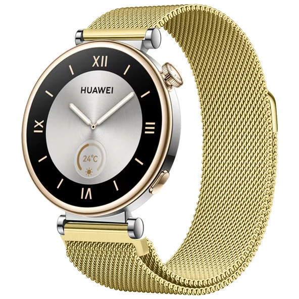 Huawei Watch GT4 41mm Uyumlu Manyetik Milanese Loop Metal Kordon  Gold ürün görseli 1
