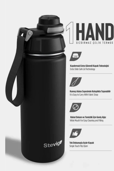 Stevig ST-251 4 Work Flip Open Coffee Mug Çelik Termos 400ML Grey ürün görseli 1