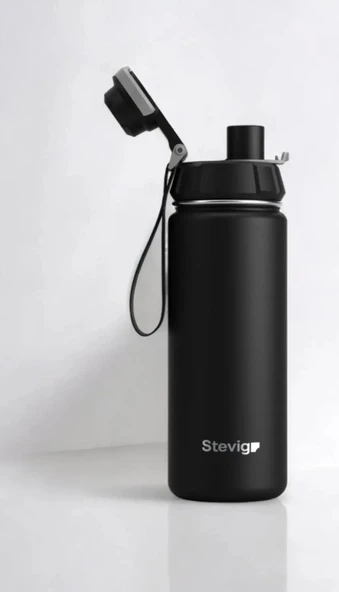 Stevig ST-251 4 Work Flip Open Coffee Mug Çelik Termos 400ML Grey - Resim 3