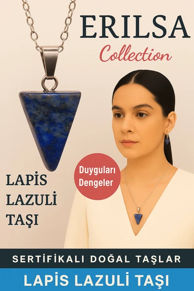 Sertifikalı Piramit Model Lapis Lazuli Taşı Kolye - Duyguları Dengeleyen Doğal Taş ürün görseli 1