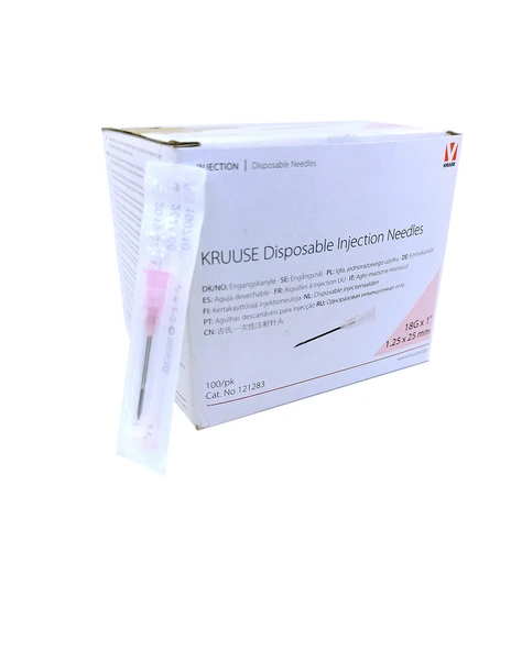 Kruuse Enjektör İğnesi (18G x 1) 1,25x25 mm (100 Adet) Pembe ürün görseli 1